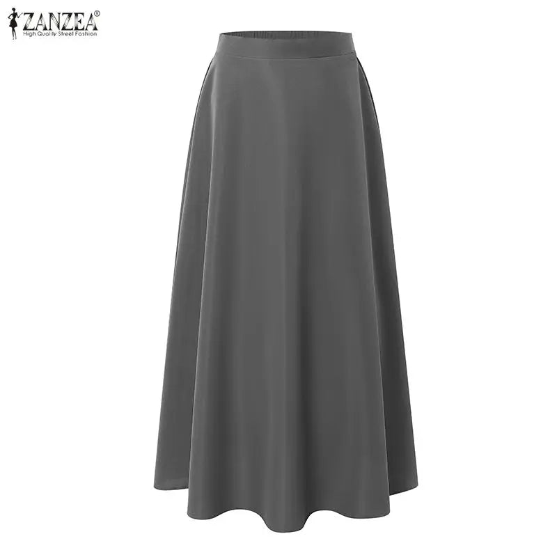 ZANZEA Trajes de falda para mujeres musulmanas, chaquetas de manga larga con cremallera y faldas largas en forma de A, conjuntos de 2 piezas, atuendos informales islámicos Hijabis