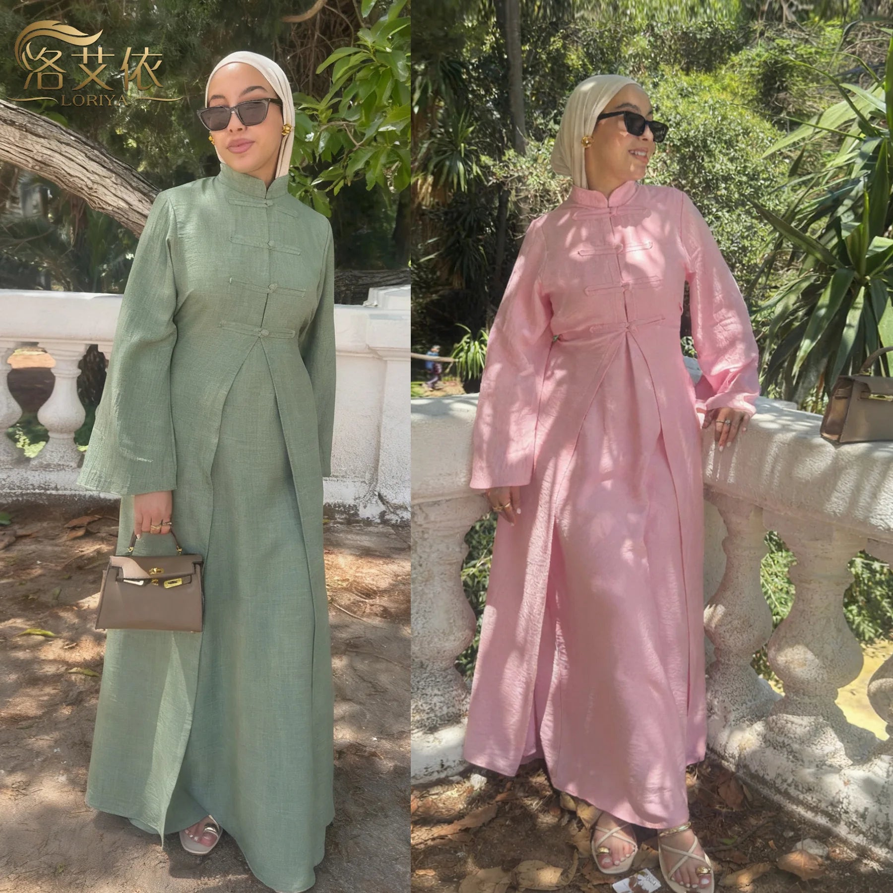 Eid Abaya vestido de mujer conjunto de 2 piezas cárdigan con botones Patchwork caftán musulmán vestido largo Jalabiya Ramadán Kaftan Vestidos Largos